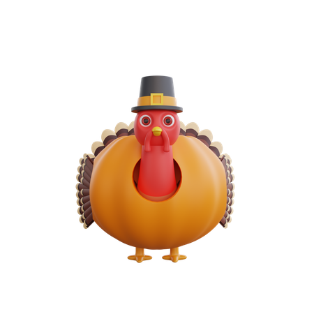 Pájaro pavo en pupmkin  3D Icon