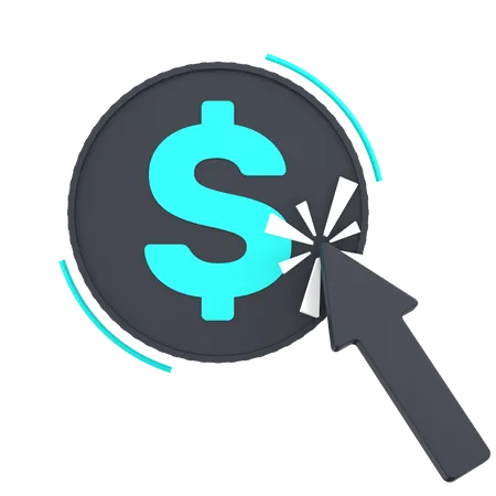 3 D Dollar And Cursor For Pay Per Click 3D Icon