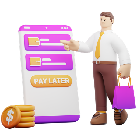 Payer la facture d'achat plus tard  3D Illustration