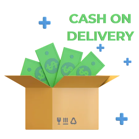 Cash On Delivery Parcel Unboxing Money Online Shop Icon 3D Illustration