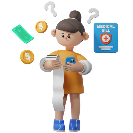 Paying Online Medical Bill  3D Illustration