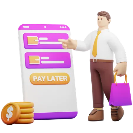 쇼핑 비용을 나중에 지불하다  3D Illustration