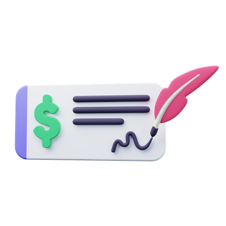 Payment Cheque  3D Icon