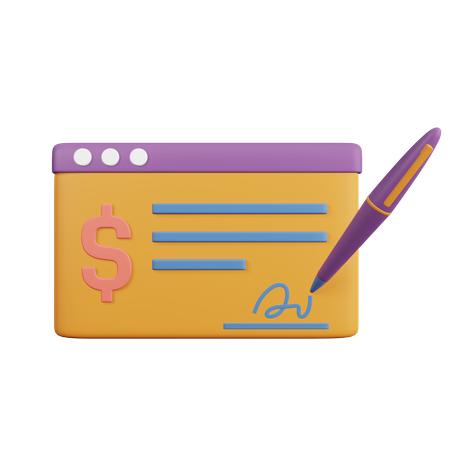 Payment Cheque 3D Illustration