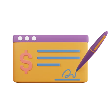Payment Cheque  3D Illustration