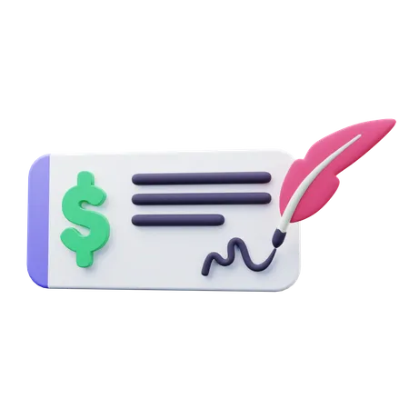 Payment Cheque  3D Icon