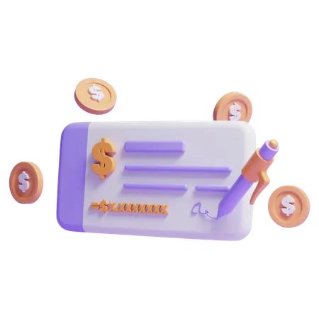 Payment Cheque  3D Icon