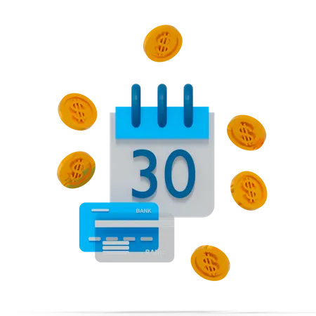 3 D Calendar And Golden Coins Financial Investment Savings Bank Deposit 3D Illustration