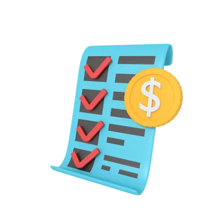3 D Illustration Of Payment Invoice 3D Icon