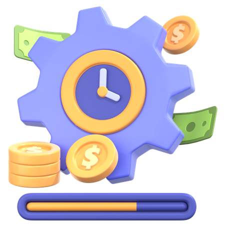 Payment Process With Gear Processing Sign  3D Icon