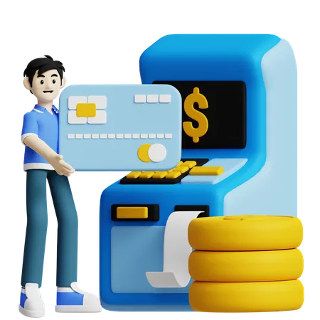 This 3 D Icon Shows A Person Holding A Credit Card Next To A Point Of Sale System Ideal For Representing Payment Processing Financial Transactions And Digital Payments 3D Icon