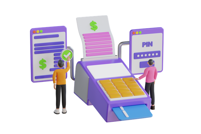 Payment with EDC machine  3D Illustration