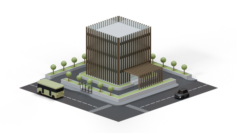 Bâtiment de paysage urbain  3D Illustration