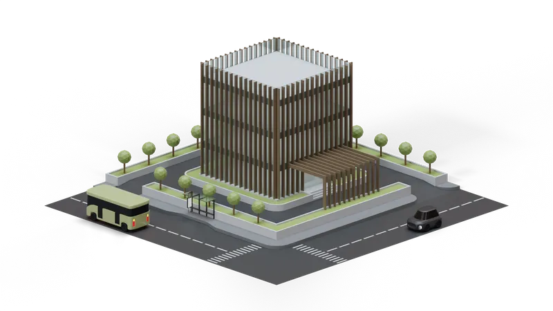 Bâtiment de paysage urbain  3D Illustration