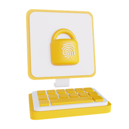 Pc Fingerprint Lock  3D Illustration