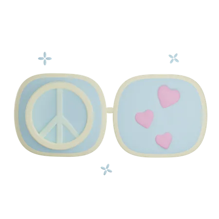 3 D Peace Glasses Illustration With Transparent Background 3D Icon