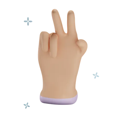 3 D Peace Hand Gesture Illustration With Transparent Background 3D Icon