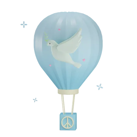 3 D Peace Hot Air Balloon Illustration With Transparent Background 3D Icon