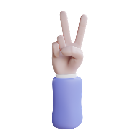 Peace Sign Hand Gesture 3D Illustration