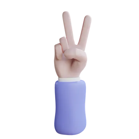 Peace Sign Hand Gesture 3D Icon