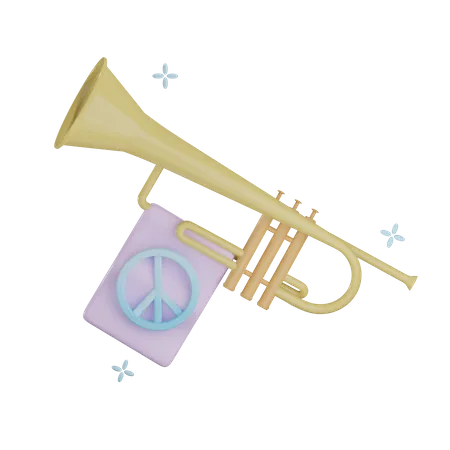 3 D Peace Trumpet Illustration With Transparent Background 3D Icon