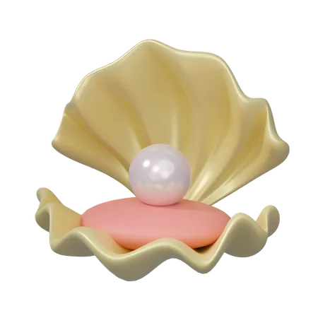 Pearl Inside Seashell  3D Icon