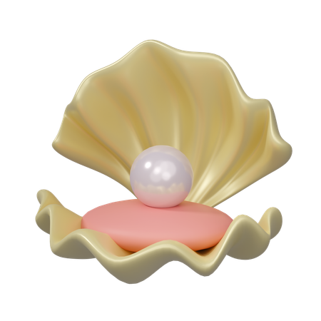 Pearl Inside Seashell  3D Icon