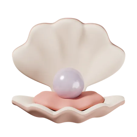 Pearl Inside Seashell  3D Icon