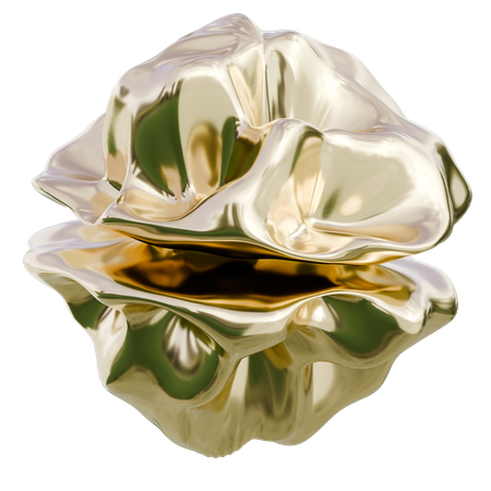 反射した抽象的な形状の真珠貝殻  3D Icon