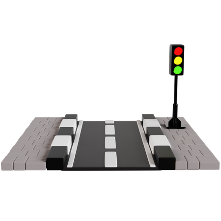 Pedestrian Crosswalk With Traffic Light  3D Icon