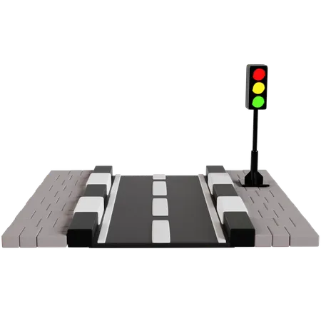 Pedestrian Crosswalk With Traffic Light  3D Icon