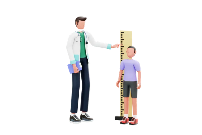 Pediatrician Checking Up Kid  3D Illustration