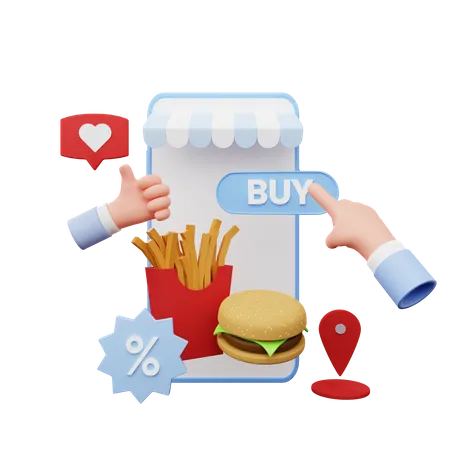 Pedido de comida on-line  3D Illustration