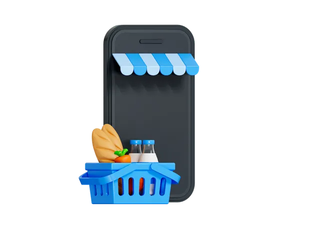 Pedidos de comestibles en línea  3D Icon