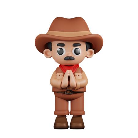 Pedindo desculpas ao cowboy  3D Illustration