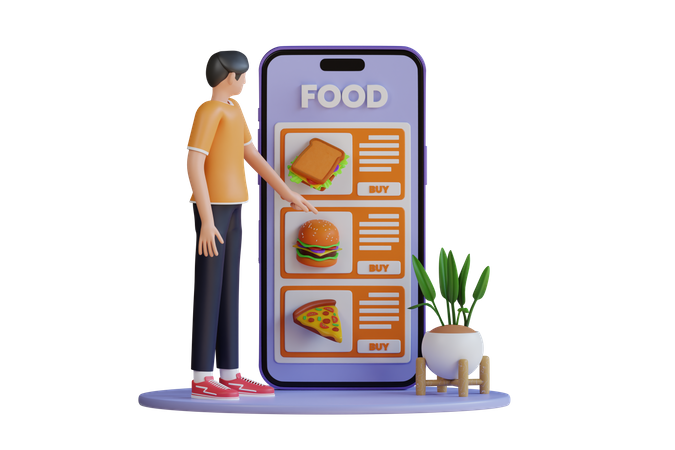 Pedir comida desde la aplicación móvil  3D Icon
