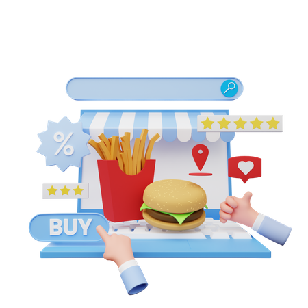 Pedir comida en línea  3D Icon