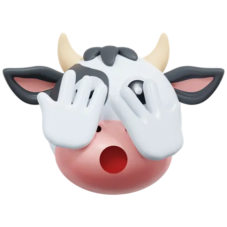 Peeking Eye Cow Emoticon 3 D Icon Illustration 3D Icon