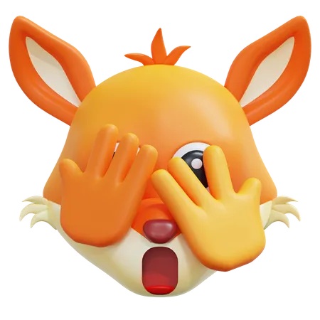 Peeking Eye Face Fox Emoticon  3D Icon