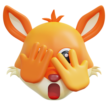 Peeking Eye Face Fox Emoticon  3D Icon