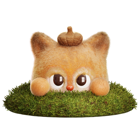 Peeking Squirrel From Grass Hole  3D Icon