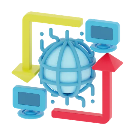 Peer To Peer Network 3 D Icon Represented With Interconnected Computers 3D Icon