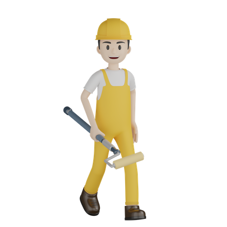 Peintre ambulant avec brosse à rouleau  3D Icon