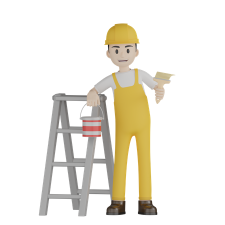 Peintre avec échelle  3D Icon