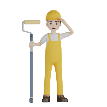 Peintre touchant le chapeau avec la main  3D Icon