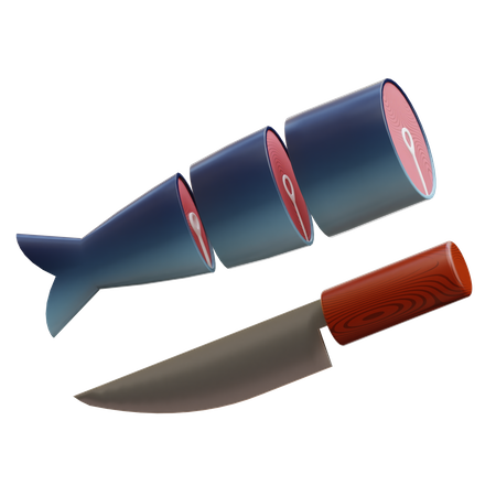 Peixe e faca  3D Icon
