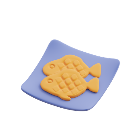 Peixe em um prato  3D Illustration