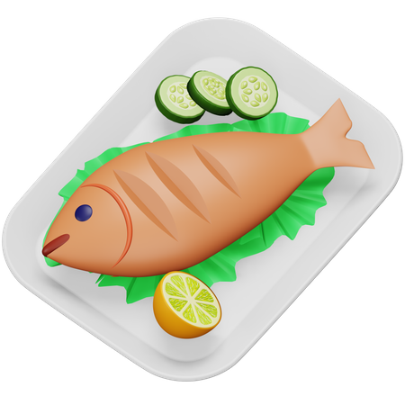 Peixe frito  3D Icon