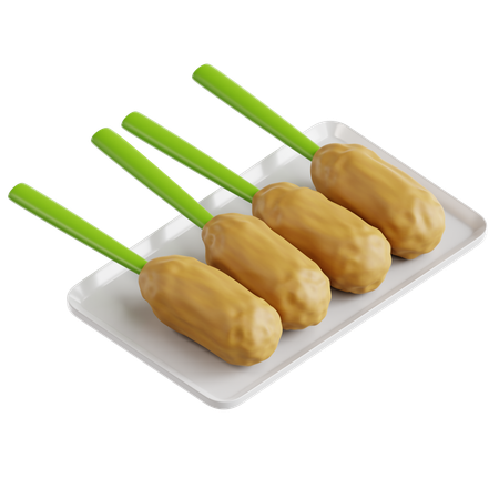 Satay de peixe grelhado  3D Icon