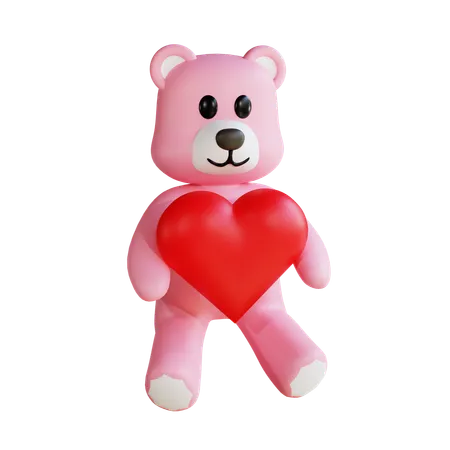 Peluche sosteniendo el corazon  3D Icon